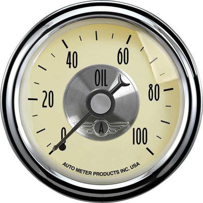 Auto Meter Prestige Series Antique Ivory 2-1/16'' 0-100 PSI Mechanical In-Dash