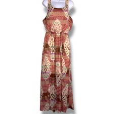 Juniors XL Forever 21 Maxi Dress Sleeveless Boho Southwest Western Lined Orange