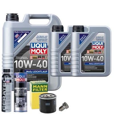 Motoröl 10W40 LIQUI MOLY 7L+MANN Ölfilter+Spülung+Cera Tec+Ölablassschraube