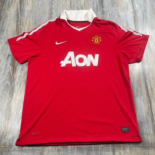 Nike Manchester United MUFC Home Soccer Jersey AON Dri-Fit Red Mens Size XL