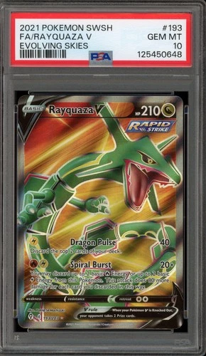 Pokemon Rayquaza V Evolving Skies Full Art #193 PSA 10 Gem Mint