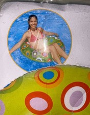 Intex Clear Green Color Circle Print Inflatable Tube Float Water Pool Swim 36"
