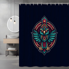 Aztec Mask Shower Curtain Tribal Graphic Print