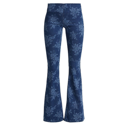 Free People Women's Penny Pull on Flare Jeans Size 32 High Rise Floral Print NEW