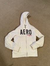 Y2K Aeropostale Hoodie Faux Fur Hoodie Zip up Sz L B35