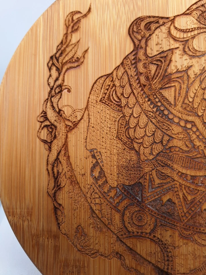 Totally Bamboo Lazy Susan Wood Burning Bear Artist Kerrie Stone Creations 10 in - Image 4 of 4