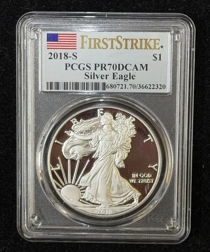 2018-S 1oz Fine Silver American Eagle PCGS PR70DCAM SEE PICS AND DESCRIPTION