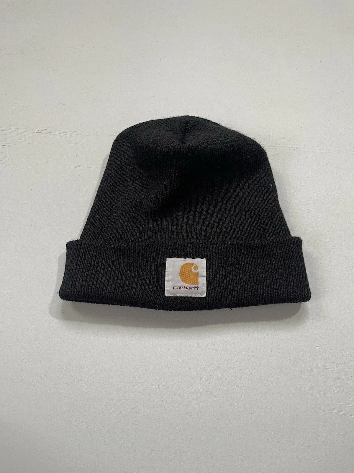 Vintage Carhartt Black Acrylic Winter Warm Beanie Hat Made In Canada One Size