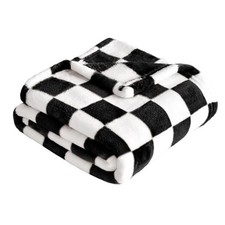 Checkered Baby Blanket Fleece Baby Blankets for Boys Girls, 30"x40" Black