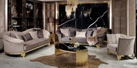 4Tlg Sofa 3 Sitzer Wohnzimmer Sessel Couchtisch Modern Einfarbig Polyester Neu