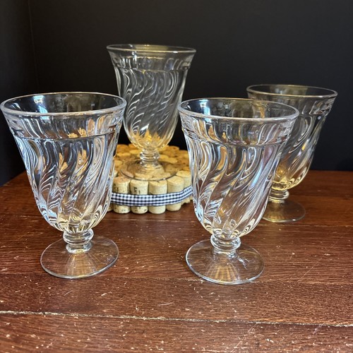 4 Fostoria Crystal Colony 5 5/8" 12 oz. Flat Iced Tea Swirl Tumbler Glasses
