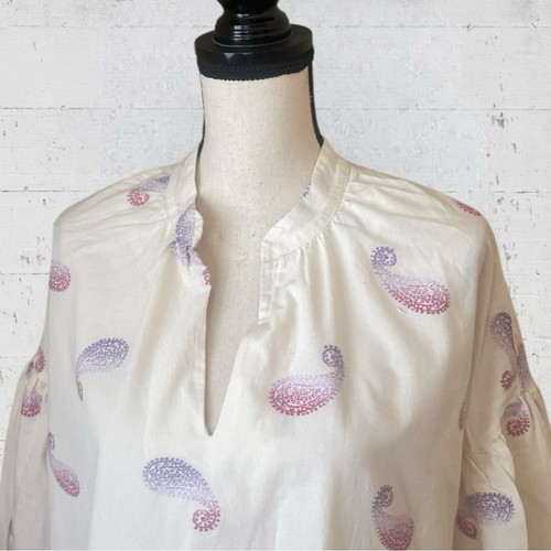J. Jill Paisley Oversize Split-Neck Top Gr. XL Boho Puffärmel feminin - Bild 7 von 12