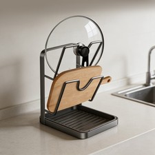 Kitchen Pot Lid Storage Rack Milky white Multifunctional Pot Lids Organizer Rack