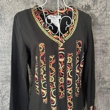 Christian Dior 2005 Galliano Sequined V-Neck Top Black FR42 Archive