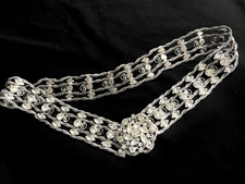 VINTAGE EVENING SILVER NOTE LARGE RHINESTONES BETL FROM 1960-70TH GOOD CONDITION