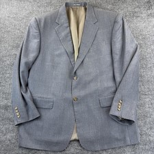 Oscar de la Renta Blazer Mens 46R Silk Wool Windowpane Two Button Sport Coat