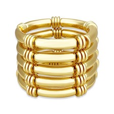 YBMYCM 5PCS Gold Chunky Bangles Bracelets for Women Plated Stackable Layered ...