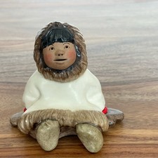 C Alan Johnson Signed Inuit Boy Figurine Signed Ceramic 1962 "Joey" V322