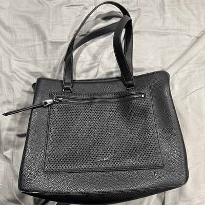DKNY Satchel Black Pebbled Faux Leather Large Tote Handbag Purse