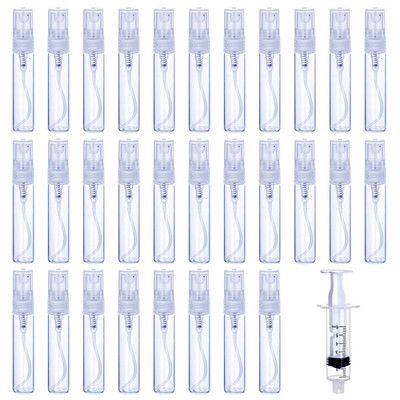 30Pcs 5Ml/0.17Oz Portable Mini Refillable Clear Glass Empty Sprayer Perfume Bott