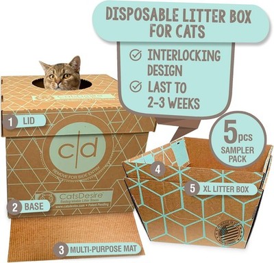 Disposable Litter Boxes Cats Sampler Both Our Patented Products Woman Owned