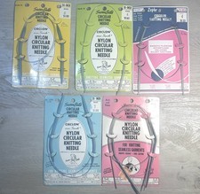 Vintage Lot Of 5 Susan Bates Zephr Nylon Circular Knitting Needles - NEW 