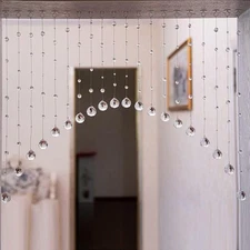 Crystal Beaded Curtain, 20 Strings Arched Door String Curtain, Hanging Door B...
