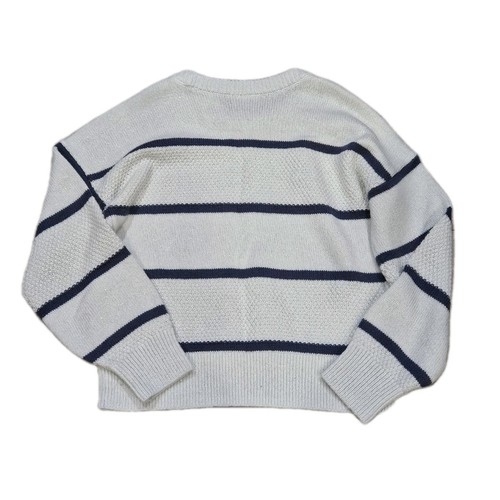 New Abercrombie Kids Girl White Navy Striped Sparkle Long Sleeve Sweater 15 16 - Picture 4 of 5