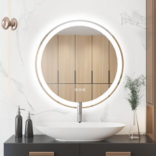 24" Round LED Bathroom Mirror with Anti-Fog 3 Color Lighting Options