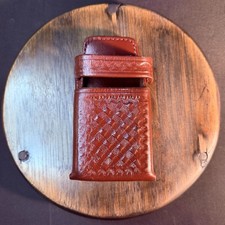 Don Hume Two Way Radio Pouch Size 3"x 5.5" Basketweave Brown Leather Case
