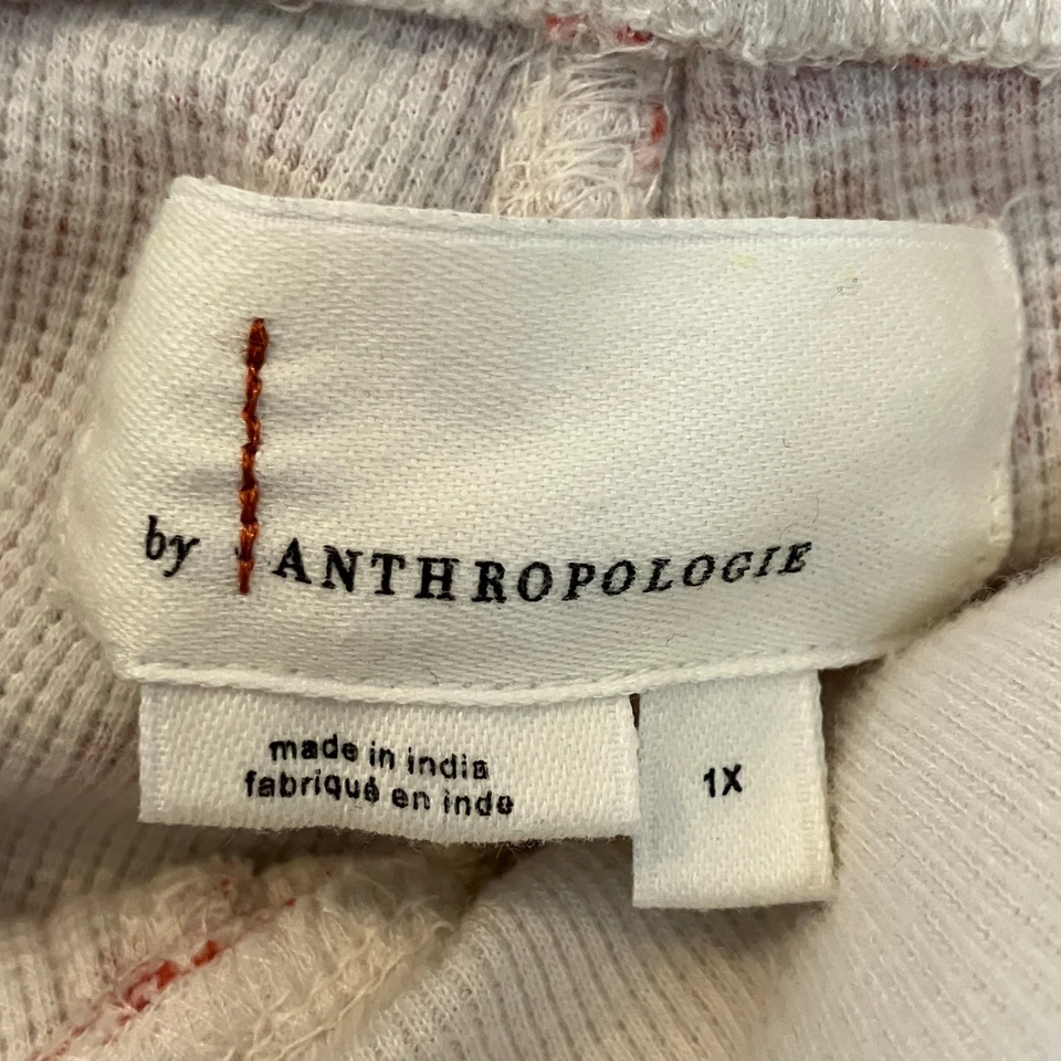 Conjunto de pijama térmico tejido gofre By Anthropologie para mujer talla 1X blanco rojo SP EXC Foto 4 de 4