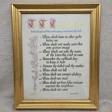 Framed Ten Commandments Print By John Stuart McKensie 14X18 Religious Wall Art