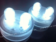 10 WHITE SUPER Bright Dual LED Submersible Wedding Feather Floral Tea Vase Light