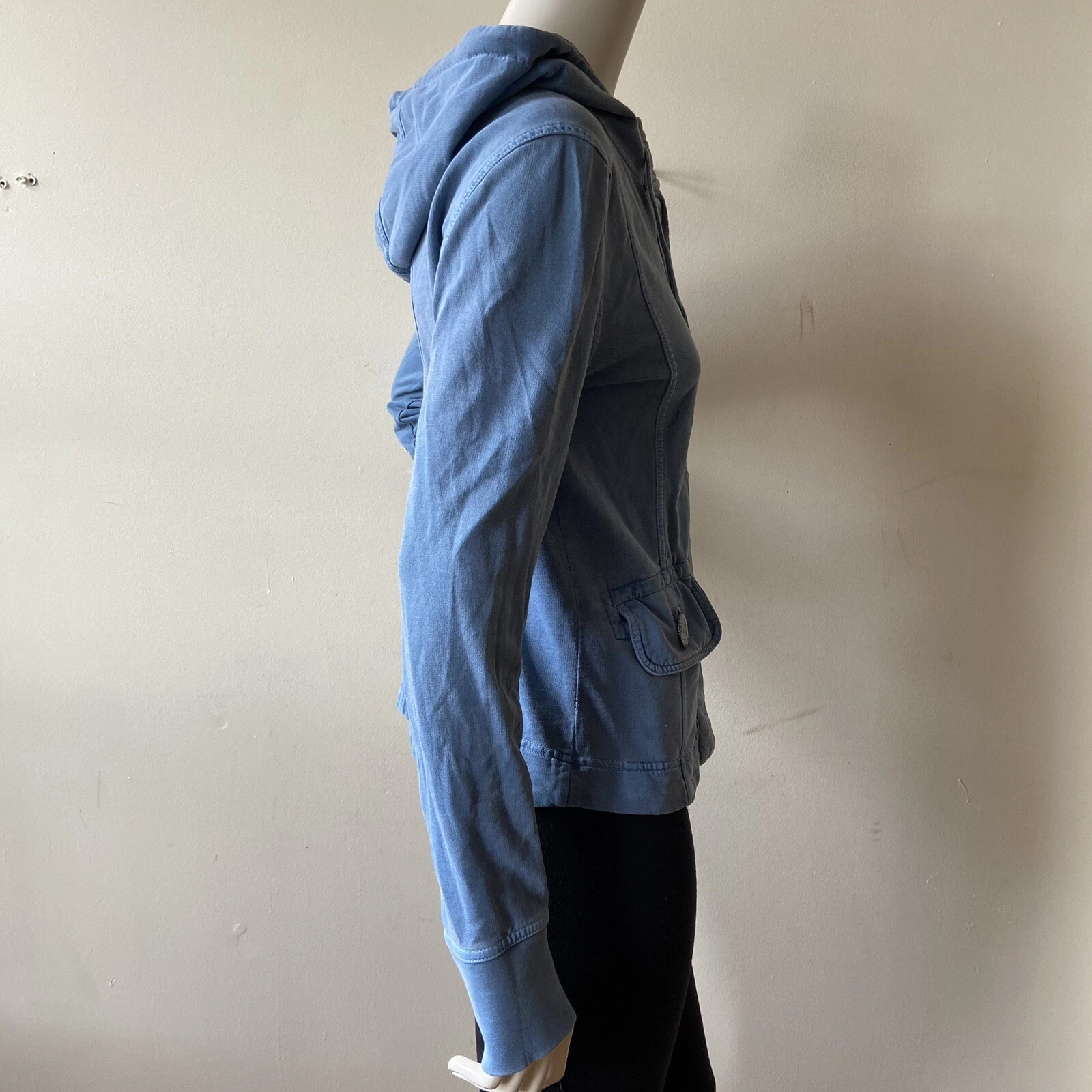 prana janelle hoodie french terry button front rib cuff jacket