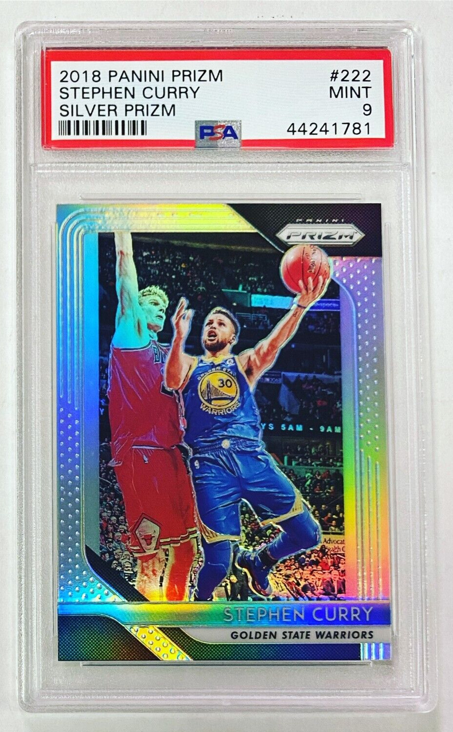 2018-19 Panini Prizm Stephen Curry Silver PSA 9 Mint #222 Golden State Warriors