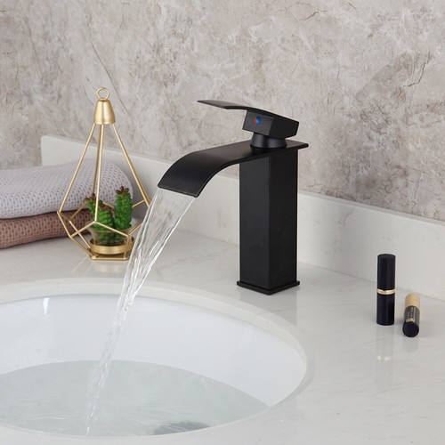 Grifo mezclador fregadero lavabo negro tocador grifos orificio de mango único - Imagen 9 de 10