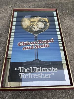 15x24  Framed Chivas Regal Blended Scotch Wiskey Bar Sign Mirror Soda
