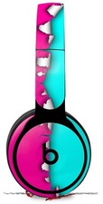 Skin for Beats Solo Pro Ripped Colors Hot Pink Neon Teal BEATS NOT INCLUDED