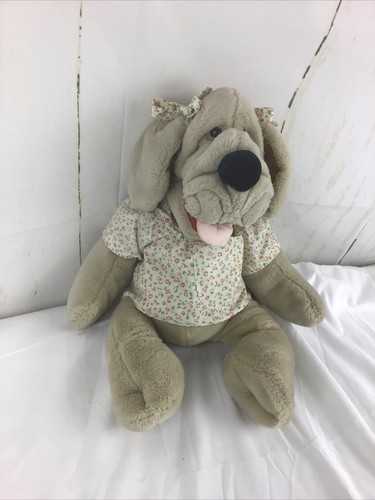 Vintage The Heritage Collection Wrinkles the Dog 18" Hand Puppet Floral Dress - Picture 10 of 12