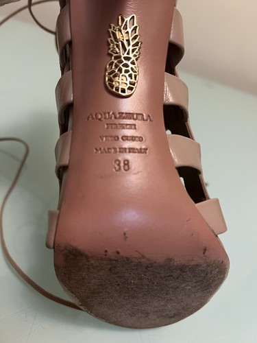 Aquazzura Amazon Strappy Lace Up Sandals Beige Size 8 - Picture 6 of 8