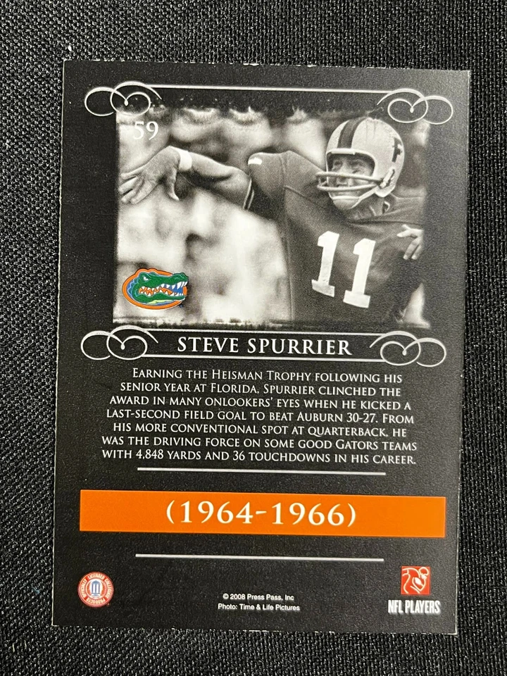 2008 Press Pass Legends Steve Spurrier #59 Football Card AA - Image 2 of 2