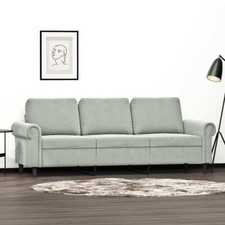 NNEVL 3-Seater Sofa Light Grey 180 cm Velvet