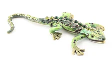 Green Lizard Jewelry Trinket Box Decorative Collectible Enamel Cute Gift 02006