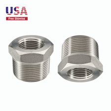 1/2" Male to 1/4" Female NPT Adapter, Reducing Pipe Fitting Hex Bushing 2pcs