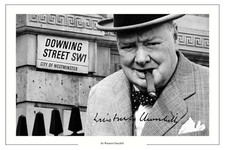 WINSTON CHURCHILL AUTOGRAPH SIGNED PHOTO PRINT GREAT BRITIAN PRIME MINISTER WWII