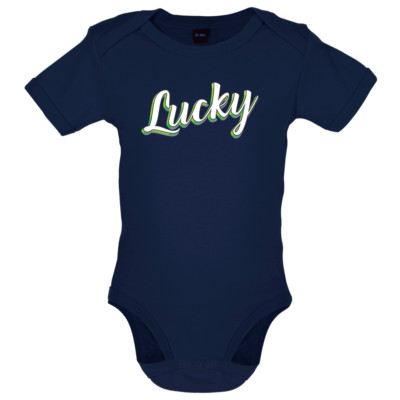 Lucky - Kurzarm Strampler Happy Fröhlich Froh Fun Glück Strahlend Druck Lustig