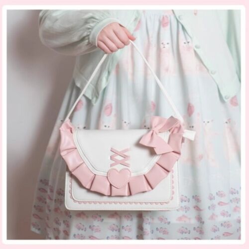 Girl Lolita Pink Handbag bow Bag Shoulder Bag Artificial Leather Crossbody Bag  - 第 1/5 張圖片