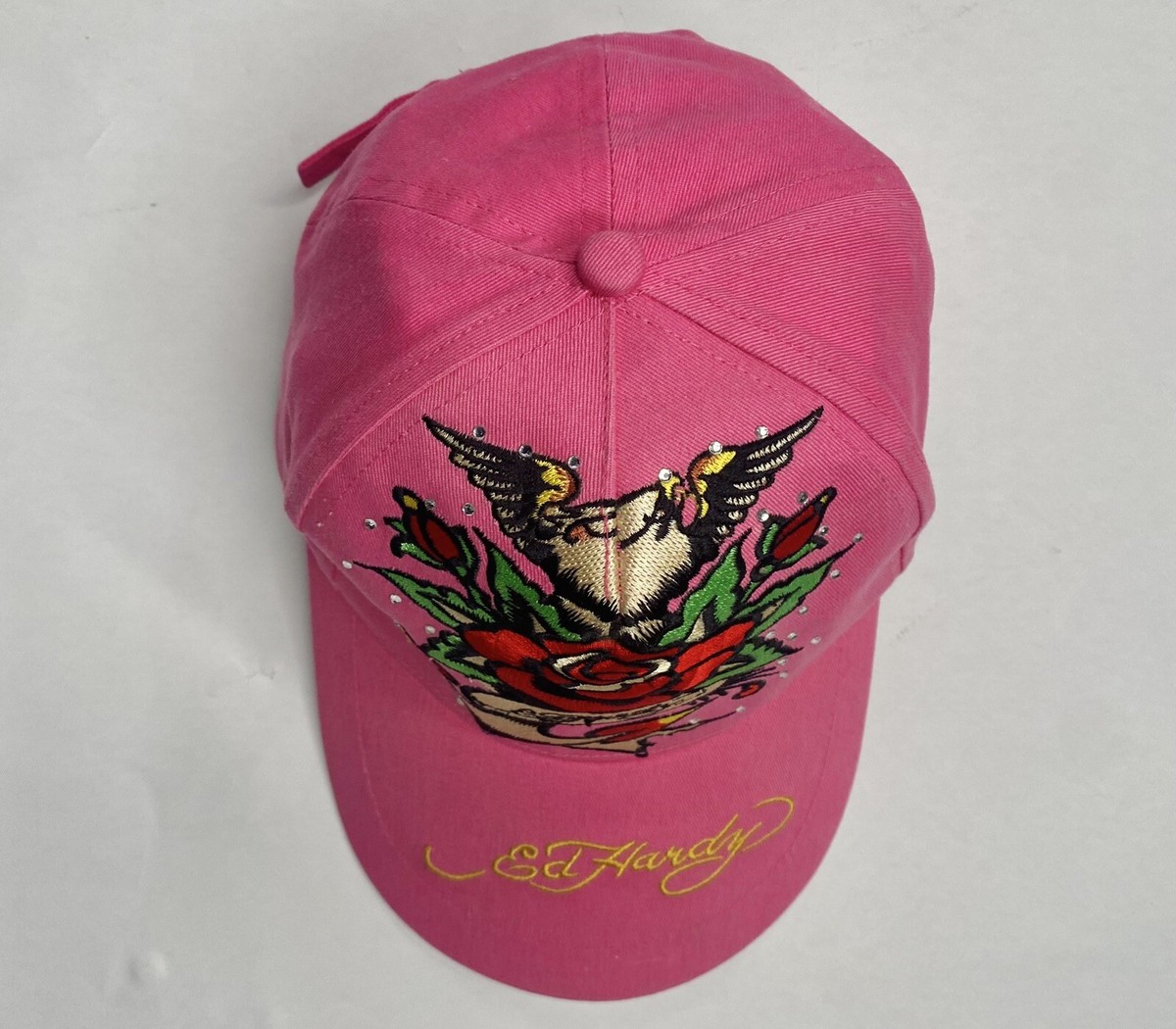 Ed Hardy Tattoo Baseball Hat Hot Pink Bird Rose Embroidered Women’s Ed Hardy Vtg Tattoo Baseball Hat Hot Pink Anchor Bird Rose  main image 2