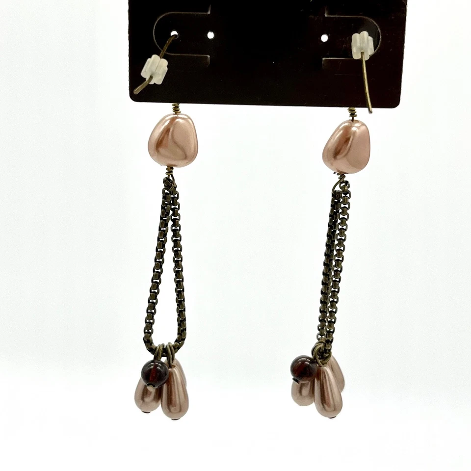 Висячие серьги-капли Chico с бронзовой цепочкой и искусственным жемчугом - Изображение 3 из 4