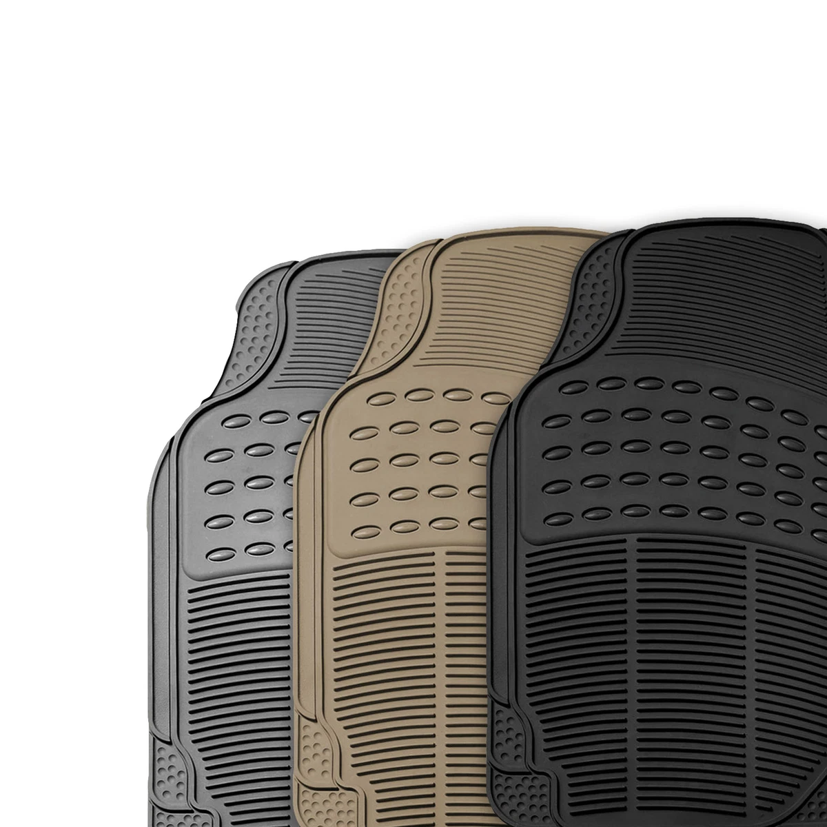 Trimmable Rubber Car Floor Mats 4pc Set Tactical Fit Heavy Duty